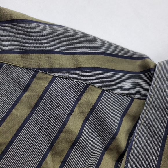 Ermenegildo Zegna Shirt Green Blue Gray Button Down Mens L Pin Stripe L/S - Picture 8 of 10